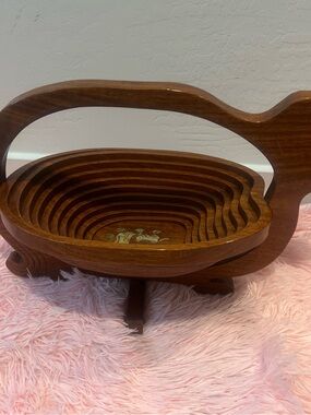 Wooden Stacking Fruit Bowl Basket - Brown vintage